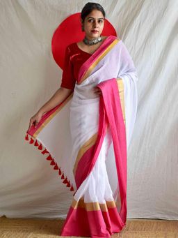 Sundarii - Chandralekha - Mul Saree With Unstitched Blouse