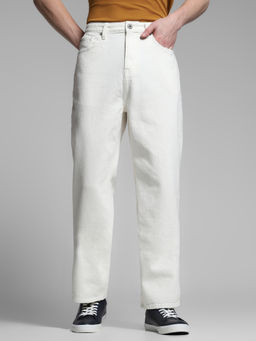 Jack & Jones - White High Rise Loose Fit Jeans