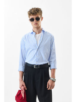 Snitch - Slim Fit Stretch Stripes Blue Luxe Shirt