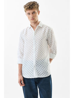 Snitch - Slim Fit Stripes White Shirt