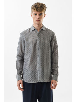 Snitch - Slim Fit Stripes Grey Shirt