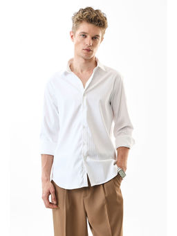 Snitch - Slim Fit Stripes White Luxe Shirt