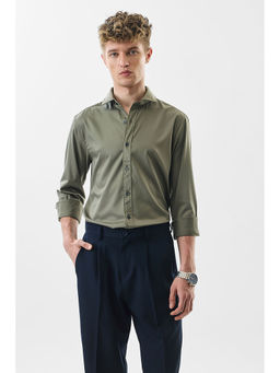 Snitch - Slim Fit Stretch Olive Luxe Shirt
