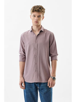 Snitch - Slim Fit Plain Mauve Shirt
