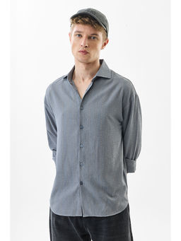 Snitch - Regular Fit Self-Design Grey Shirt