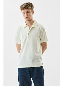Snitch - Slim Fit Flat Knit Light Yellow Polo T-Shirt