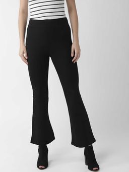 Xpose - Women Black Comfort Flared High-rise Treggings