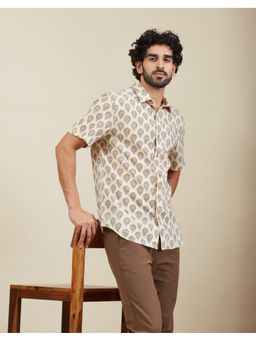 Fabindia - Beige Cotton Printed Regular Shirt