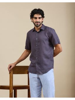 Fabindia - Purple Linen Blend Slim Shirt