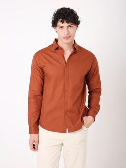 BLNK - Rust Structured Pure Cotton Full Sleeve Shirt