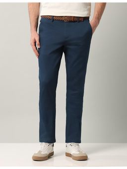 AD By Arvind - Navy Blue Striped Mid Rise Modern Fit Trouser
