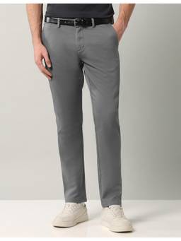 AD By Arvind - Grey Textured Mid Rise Modern Fit Trouser
