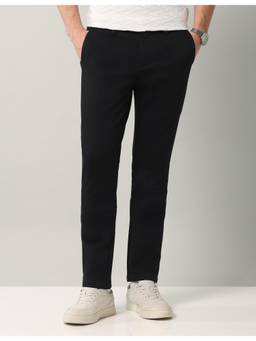 AD By Arvind - Black Textured Mid Rise Modern Fit Trouser