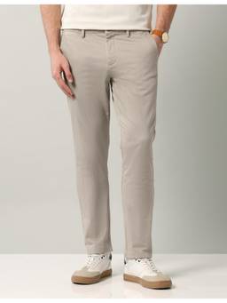 AD By Arvind - Grey Striped Mid Rise Modern Fit Trouser