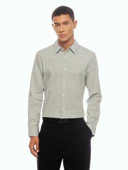 Calvin Klein - Grey Checks Slim Fit Woven Shirt