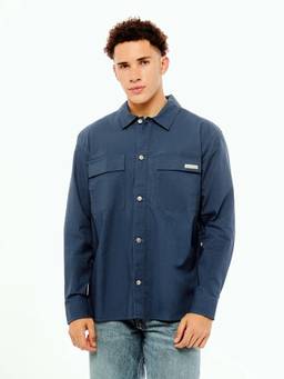 Calvin Klein - Blue Solid Relaxed Fit Woven Shirt