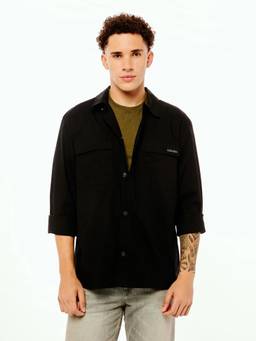 Calvin Klein - Black Solid Relaxed Fit Woven Shirt