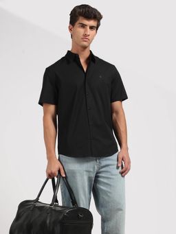 Calvin Klein - Black Solid Regular Fit Cotton Shirt