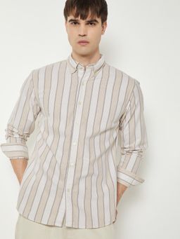 max - Beige Men Striped Regular Fit Shirt