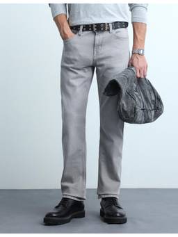 Flying Machine - Grey Men's F-Jango Straight Fit Mid Rise Jeans
