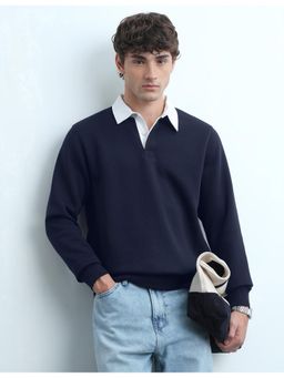 Flying Machine - Blue Men's Solid Regular Fit Sweatshirt