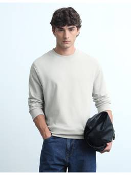 Flying Machine - Grey Men's Solid Regular Fit Sweatshirt