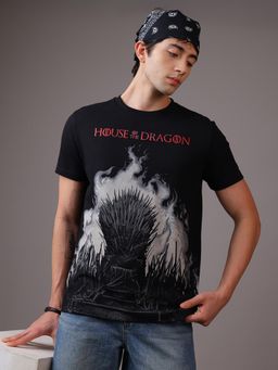Free Authority - Black House of the Dragon Printed Men's Regular Fit T-Shirt