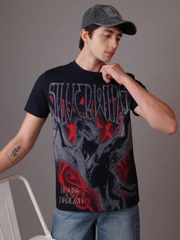 Free Authority - Black House of the Dragon Printed Men's Regular Fit T-Shirt