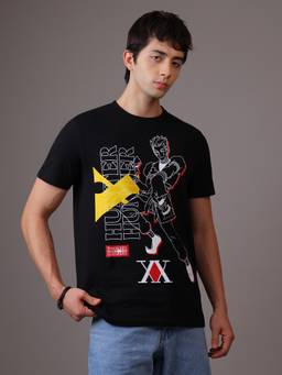 Free Authority - Black Hunter x Hunter Hisoka Printed Men Regular Fit T-Shirt