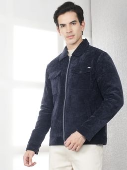 CRIMSOUNE CLUB - Men's Navy Blue Cotton Shacket