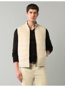 AD By Arvind - Beige Solid Regular Fit Puffer Jacket