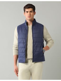 AD By Arvind - Blue Solid Regular Fit Puffer Jacket