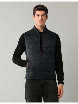 AD By Arvind - Black Solid Regular Fit Mens Puffer Jacket