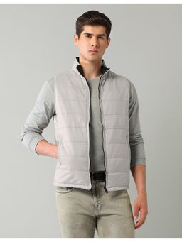 AD By Arvind - Grey Solid Regular Fit Puffer Jacket