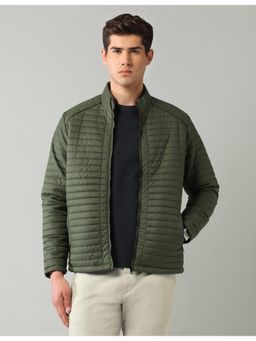 AD By Arvind - Green Solid Regular Fit Puffer Jacket