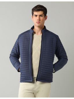 AD By Arvind - Navy Blue Solid Regular Fit Puffer Jacket