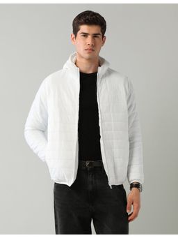 AD By Arvind - White Solid Regular Fit Puffer Jacket