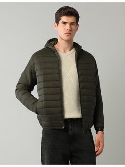AD By Arvind - Olive Solid Regular Fit Puffer Jacket