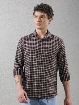 CRIMSOUNE CLUB - Men's Wine Checked Shirt