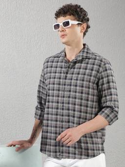 CRIMSOUNE CLUB - Men's Casual Pure Cotton Checked Shirt