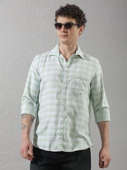 CRIMSOUNE CLUB - Men's Mint Green Checked Shirt