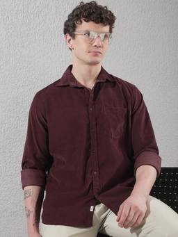 CRIMSOUNE CLUB - Men's Wine Corduroy Shirt