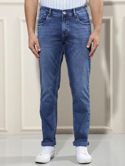 CRIMSOUNE CLUB - Relaxed Men's Navy Blue Cotton Jeans