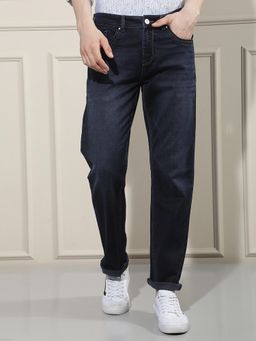 CRIMSOUNE CLUB - Trendy Men's Navy Blue Straight Jeans