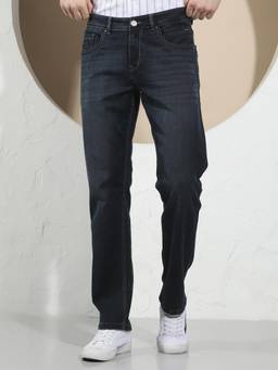 CRIMSOUNE CLUB - Timeless Men's Navy Blue Straight Jeans