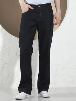 CRIMSOUNE CLUB - Classic Fit Men's Navy Blue Pure Cotton Baggy Jeans