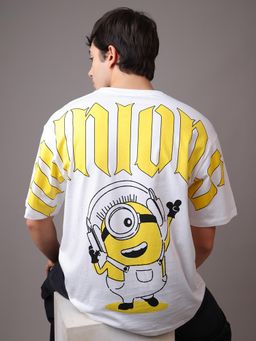 Free Authority - White Minions Headphone Printed Men Oversized T-Shirt