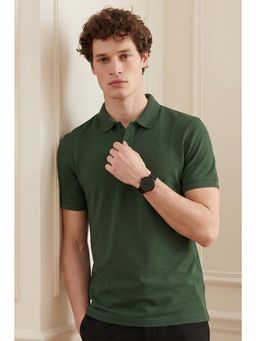 Peter England - Men Green Solid Polo Neck Polo T-Shirt