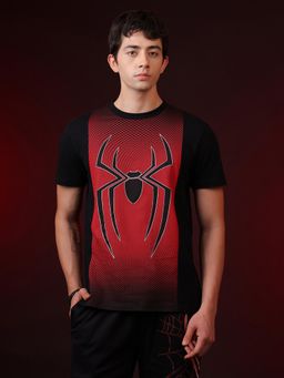 Free Authority - Black Marvel Spider-Man Symbol Printed Men's Regular Fit T-Shirt