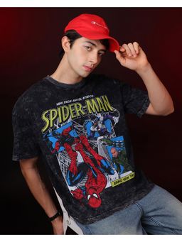 Free Authority - Black Marvel Spider-Man Brand New Day Printed Men's Oversized Fit T-Shirt